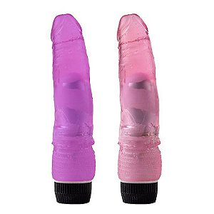 Pênis Com Vibrador E massageador Em Soft Jelly 19 x 3,6 cm