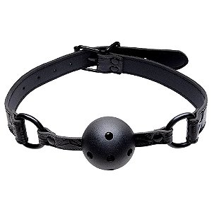 Mordaça Bola Com Furos Ajustável Por Tiras E Fivela Metálica