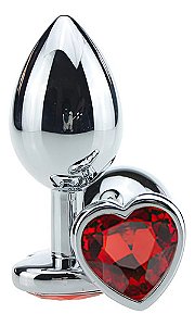 Plug Anal Metal Formato Coração Grande Adorno Colorido