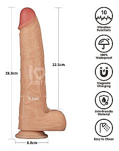 Pênis Realístico 28,3 x 5,5 Cm Recarregável 10 Vibrações Pe261