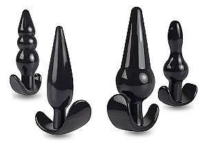 Kit Com 4 Plugs Anais Com Diferentes Formas E Tamanhos Ap031 Preto