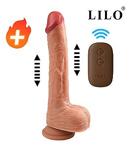 Vibrador Realista Lilo Vai Vem Aquecimento E Controle Remoto Bege