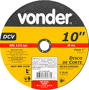 Disco de corte 254 mm x 3,2 mm x 25,40 mm DCV, VONDER