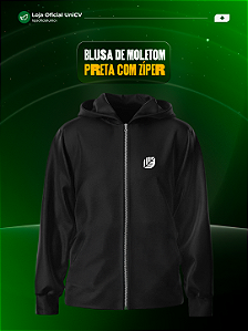 Blusa de moletom preta com zíper