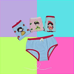 Kit 3 Calcinhas Princesas P (Forma grande)