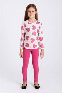 Conjunto legging rosa blusa Coração