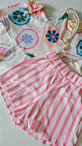 Conjunto Flor e Listras Colorê 🌼
