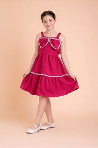 Vestido Bela Fúcsia Alfaiataria com Cianinha