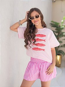 Conjunto Zoe Rosa Sardinha Infantil