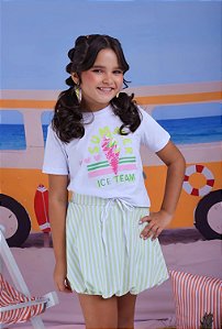 Conjunto Ice Team Lima Infantil Branco Verde