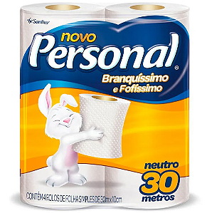 Papel Higiênico Personal 30 Metros Pacote com 4 Rolos Folha Simples