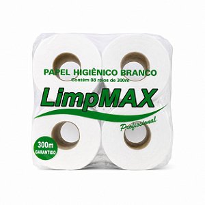 Papel Higiênico 300 Metros LimpMax Pacote com 8 Rolos Branco
