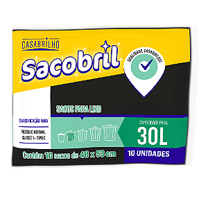 Saco Para Lixo 30 Litros Com 10 Unidades Sacobril