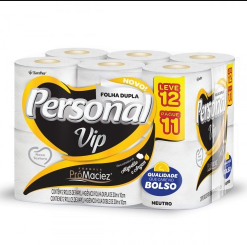 Papel Higiênico Personal Vip 20 Metros Pacote com 12 Rolos Folha Dupla