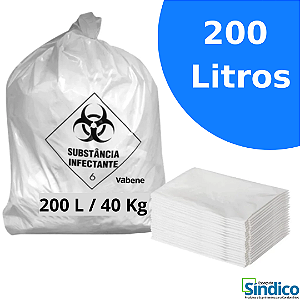 Saco Para Lixo Resíduos Infectantes Branco 200L C/ 100 Unidades Vabene