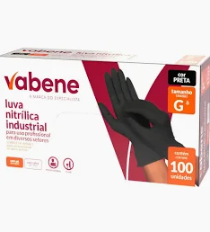 Luva Nitrilica Vabene Preta G c/100 Unidades
