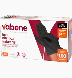 Luva Nitrilica Vabene Preta P c/100 Unidades