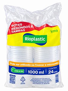 Kit Pote Redondo 25 un 1000ml Rioplast C/ Tampa