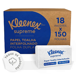 Papel Toalha Interfolhado Kleenex® Supreme - Airflex - 18 Pacotes de 150 folhas