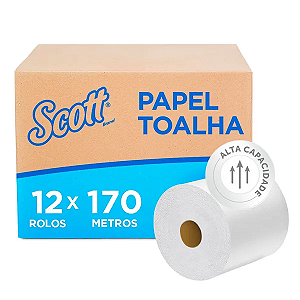 Papel Toalha Rolo Scott® 170m Folha Simples - Caixa com 12 Rolos