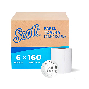 Papel Toalha Rolo Scott® Essential 160m Folha Dupla - Caixa com 6 Rolos