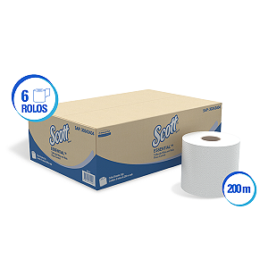 Papel Toalha Rolo Scott® Puxe Central 200m - Caixa com 6 Rolos