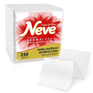 Papel Higiênico Interfolhado Neve® Folha Dupla - 1 Pacote com 250 Folhas