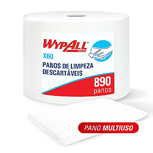 Pano de Limpeza WypAll® X60 Jumbo Liso - 890 panos 30,1x27,2cm