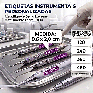 Etiquetas Adesivos 0,6x2,0cm Dentista Autoclavável 180o