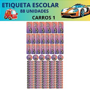 88 Etiquetas Escolares Vinil Carros