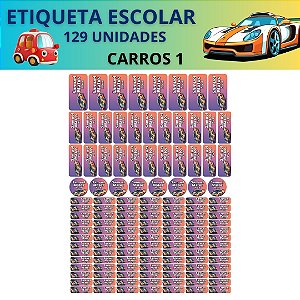 129 Etiquetas Escolares Vinil Carros