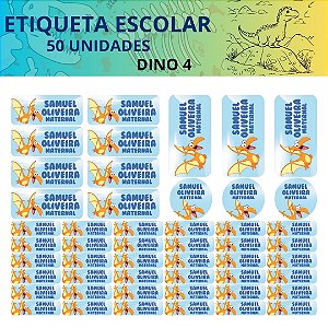 50 Etiquetas Escolares Vinil Dinossauro