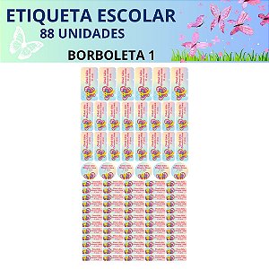88 Etiquetas Escolares Vinil Borboleta