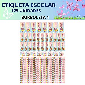 129 Etiquetas Escolares Vinil Borboleta