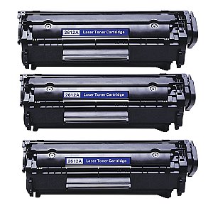 Kit 3x Toner Compatível HP 12A Q2612A HP1010 HP1020 HP1022