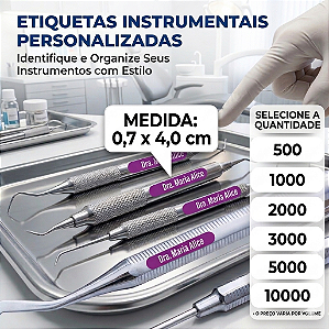 Etiquetas Adesivos 0,7x4,0cm Dentista Autoclavável 180o