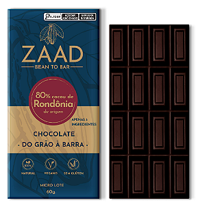 Chocolate 80% Origem Rondônia 60g - ZAAD