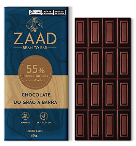 Chocolate 55% Intenso ao leite com Avelãs 60g - ZAAD