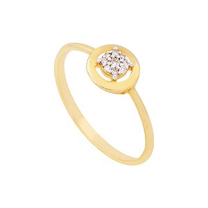 Anel Cindy Pave Circulo Ouro 18k Diamante