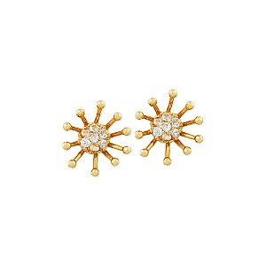 Brinco Sakura Ouro 18k Topazio Incolor