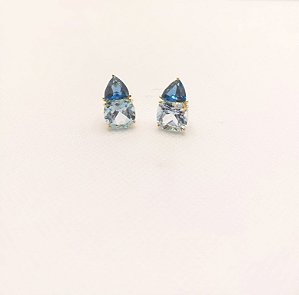 Brinco Ouro 18k Pacific Topazio Azul
