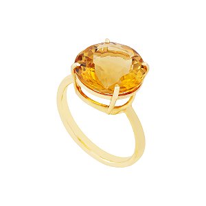 Anel Ouro 18k Citrino Redondo