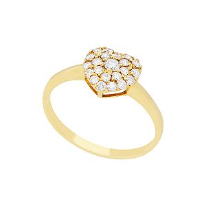 Anel Claire Pave Coracao Ouro 18k Diamante