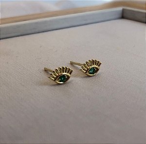 Brinco Olho Ouro 18k Esmeraldas