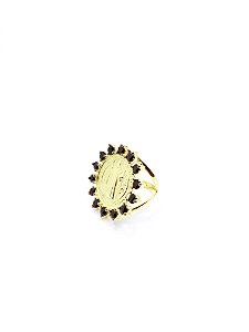 Anel Sao Bento Ouro 18k Turmalina Negra
