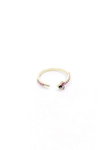 Anel Seta Ouro 18k Safiras Coloridas