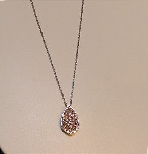 Colar Drop Pave Gota Ouro 18k com Diamantes