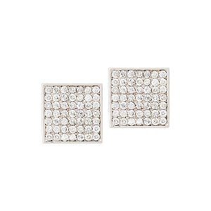 Brinco Pave Quadrado Ouro 18k com Diamante