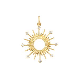 Pingente Sol Ouro 18k com Diamante