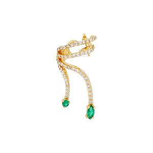 Piercing de Encaixe Ouro 18k com Esmeralda e Diamante
